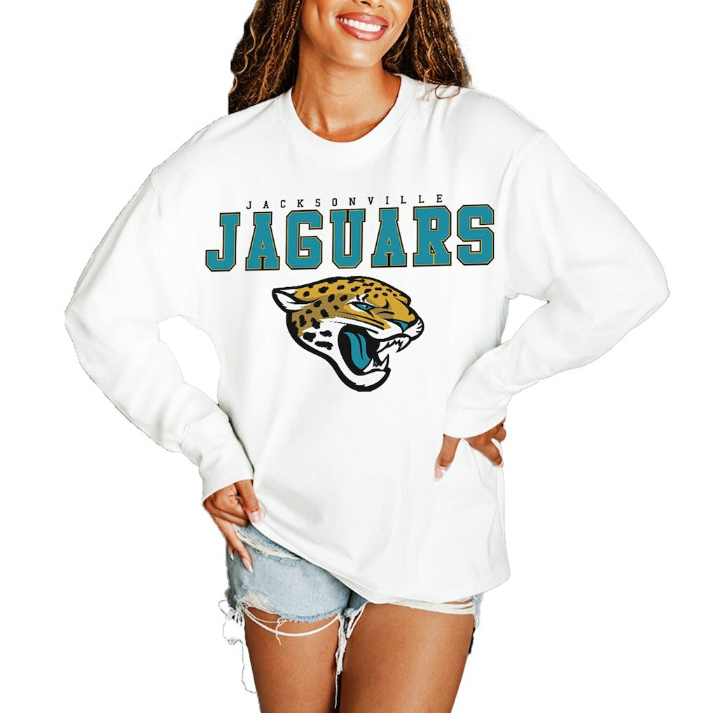 Jacksonville Jaguars Gameday Couture Women's Big Goals Oversized Long Sleeve T-Shirt | NFL On sale