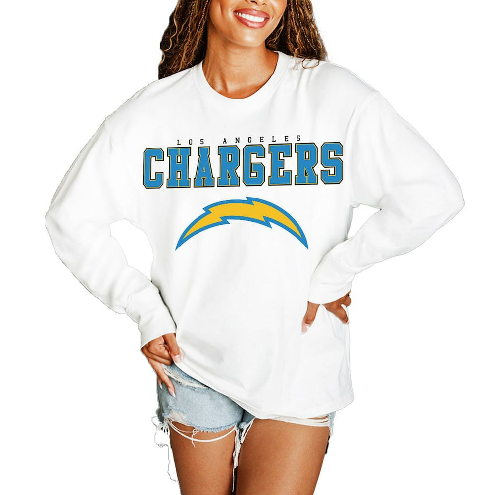 Los Angeles Chargers Gameday Couture Women's Big Goals Oversized Long Sleeve T-Shirt | NFL Near me