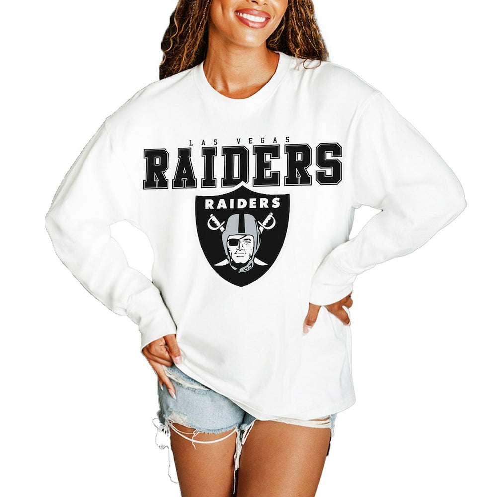 Las Vegas Raiders Gameday Couture Women's Big Goals Oversized Long Sleeve T-Shirt | NFL Outlet