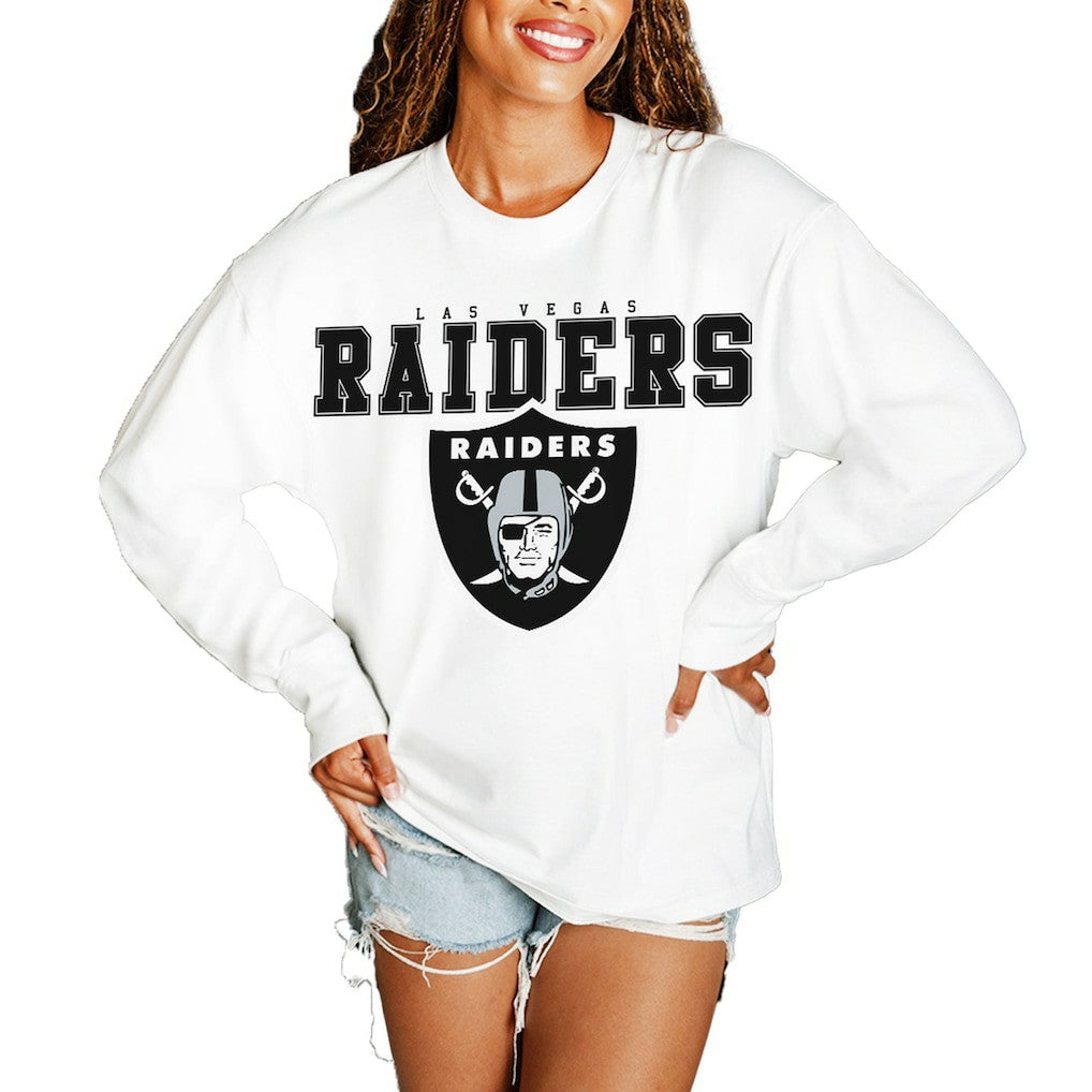Las Vegas Raiders Gameday Couture Women's Big Goals Oversized Long Sleeve T-Shirt | NFL Outlet