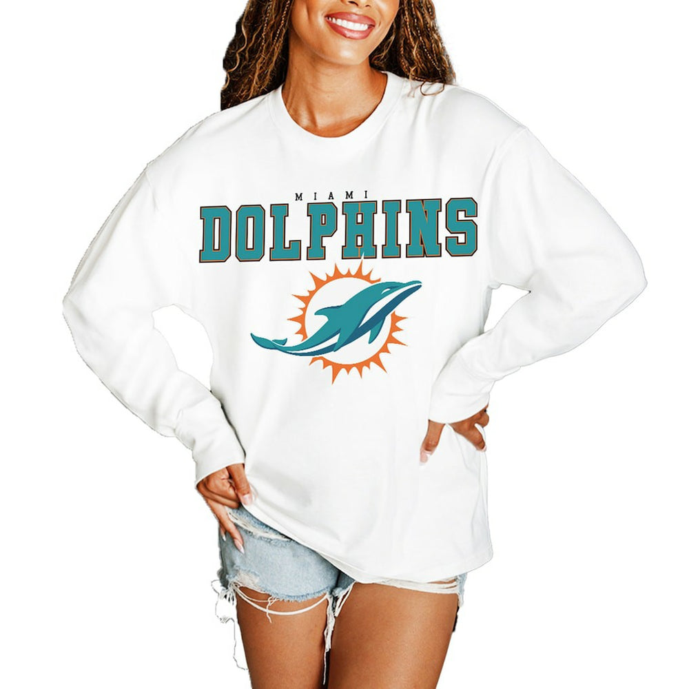 Miami Dolphins Gameday Couture Women's Big Goals Oversized Long Sleeve T-Shirt | NFL Outlet