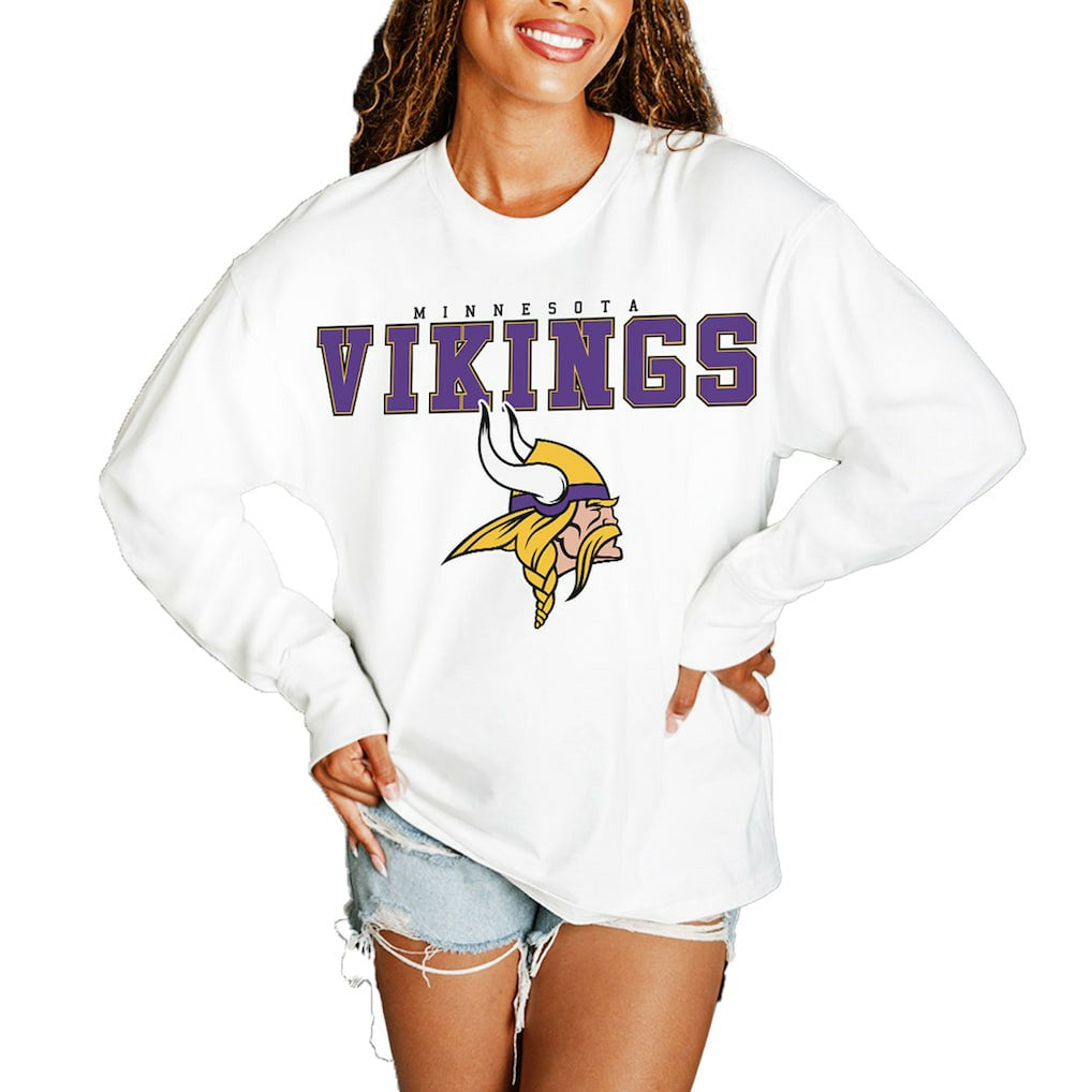 Minnesota Vikings Gameday Couture Women's Big Goals Oversized Long Sleeve T-Shirt | NFL Sale