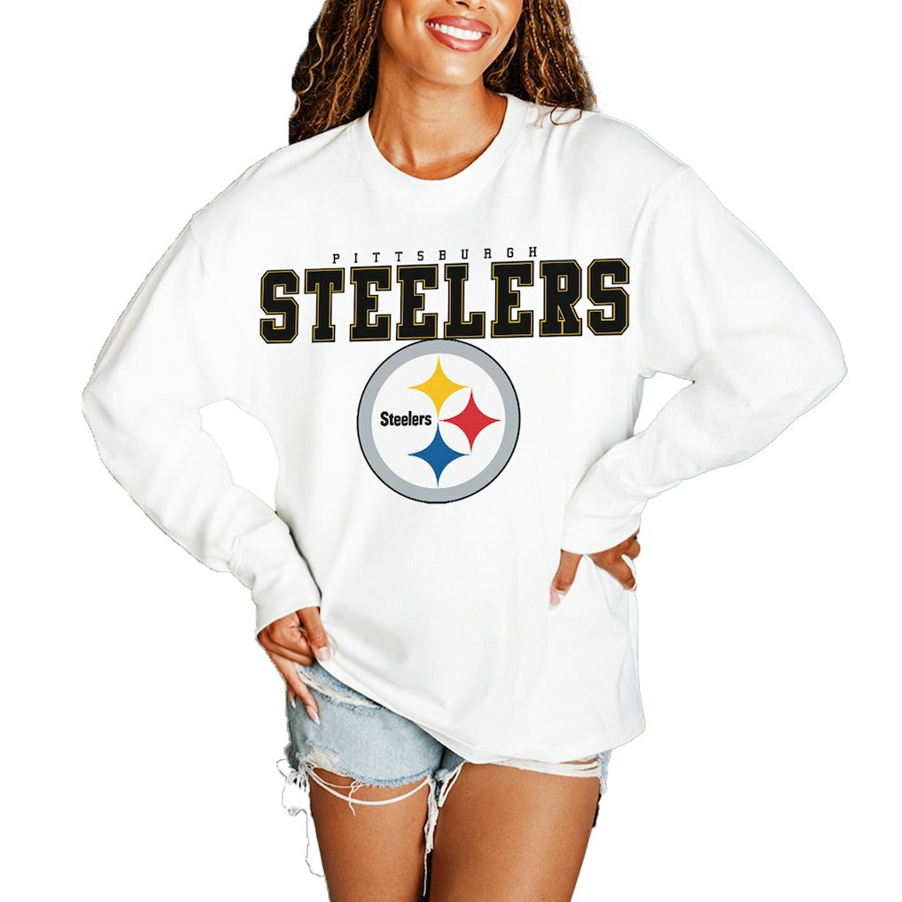 Pittsburgh Steelers Gameday Couture Women's Big Goals Oversized Long Sleeve T-Shirt | NFL Discount