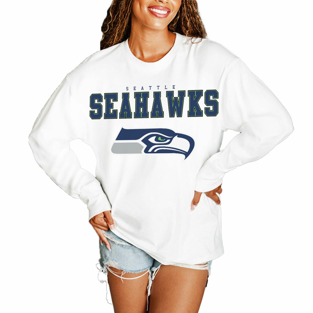 Seattle Seahawks Gameday Couture Women's Big Goals Oversized Long Sleeve T-Shirt | NFL Hot