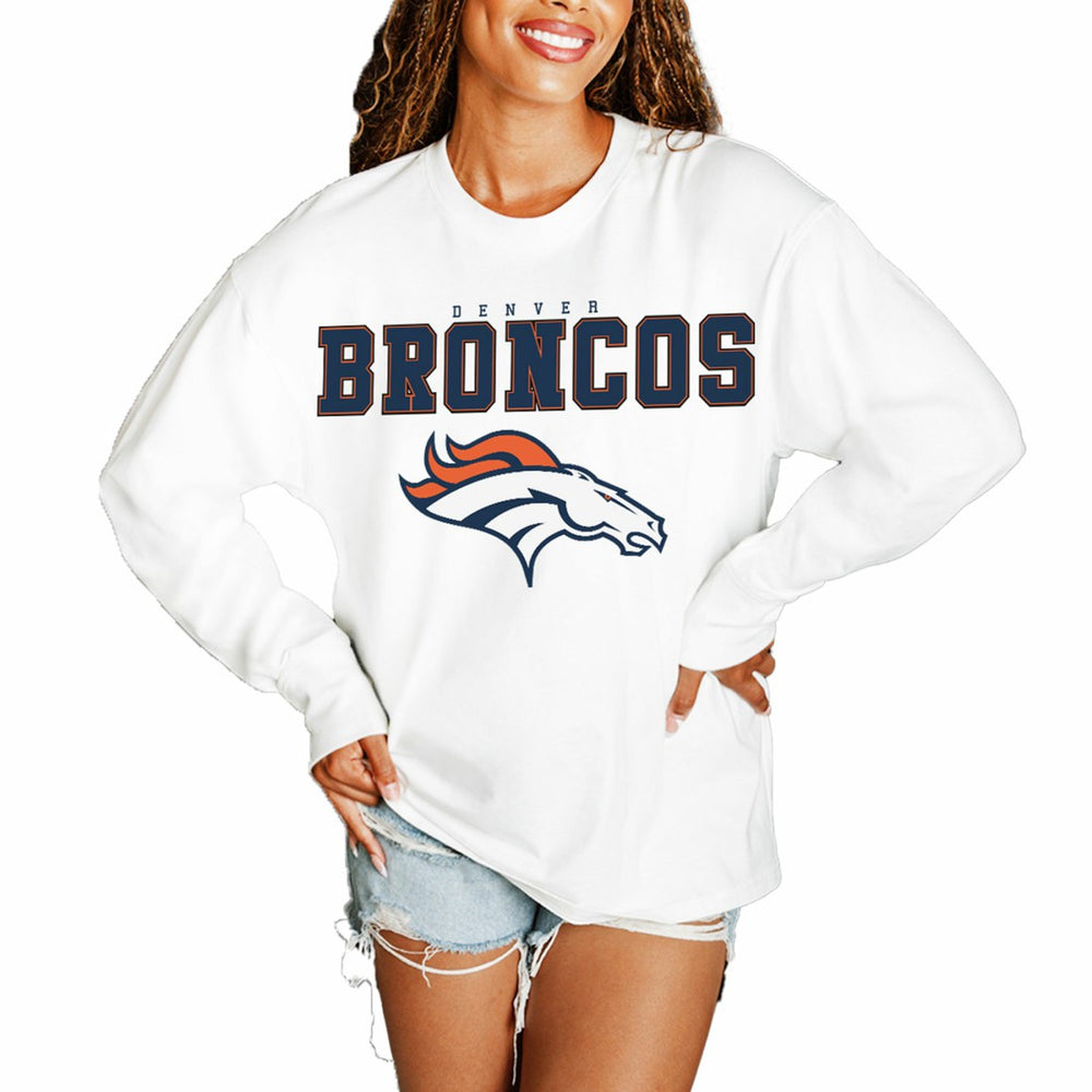 Denver Broncos Gameday Couture Women's Big Goals Oversized Long Sleeve T-Shirt | NFL Hot