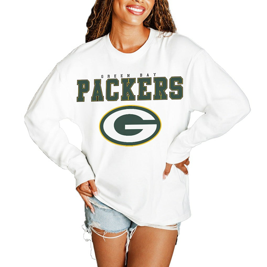 Green Bay Packers Gameday Couture Women's Big Goals Oversized Long Sleeve T-Shirt | NFL New