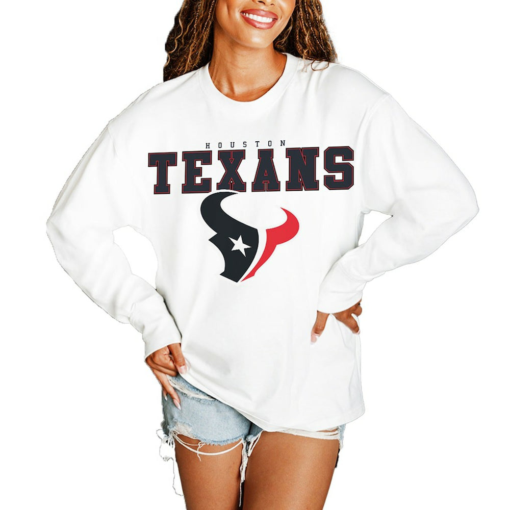 Houston Texans Gameday Couture Women's Big Goals Oversized Long Sleeve T-Shirt | NFL Outlet