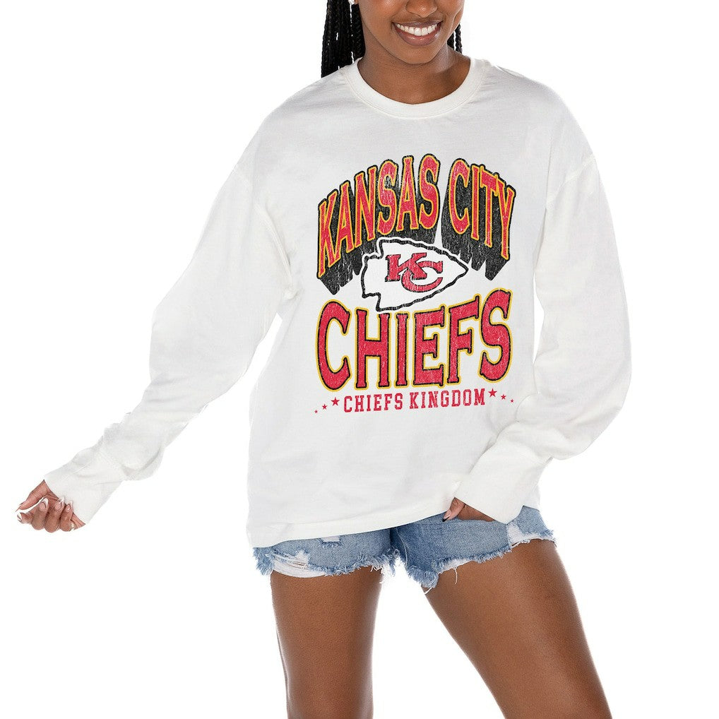 Kansas City Chiefs Gameday Couture Women's Time Out Oversized Long Sleeve T-Shirt | NFL Hot