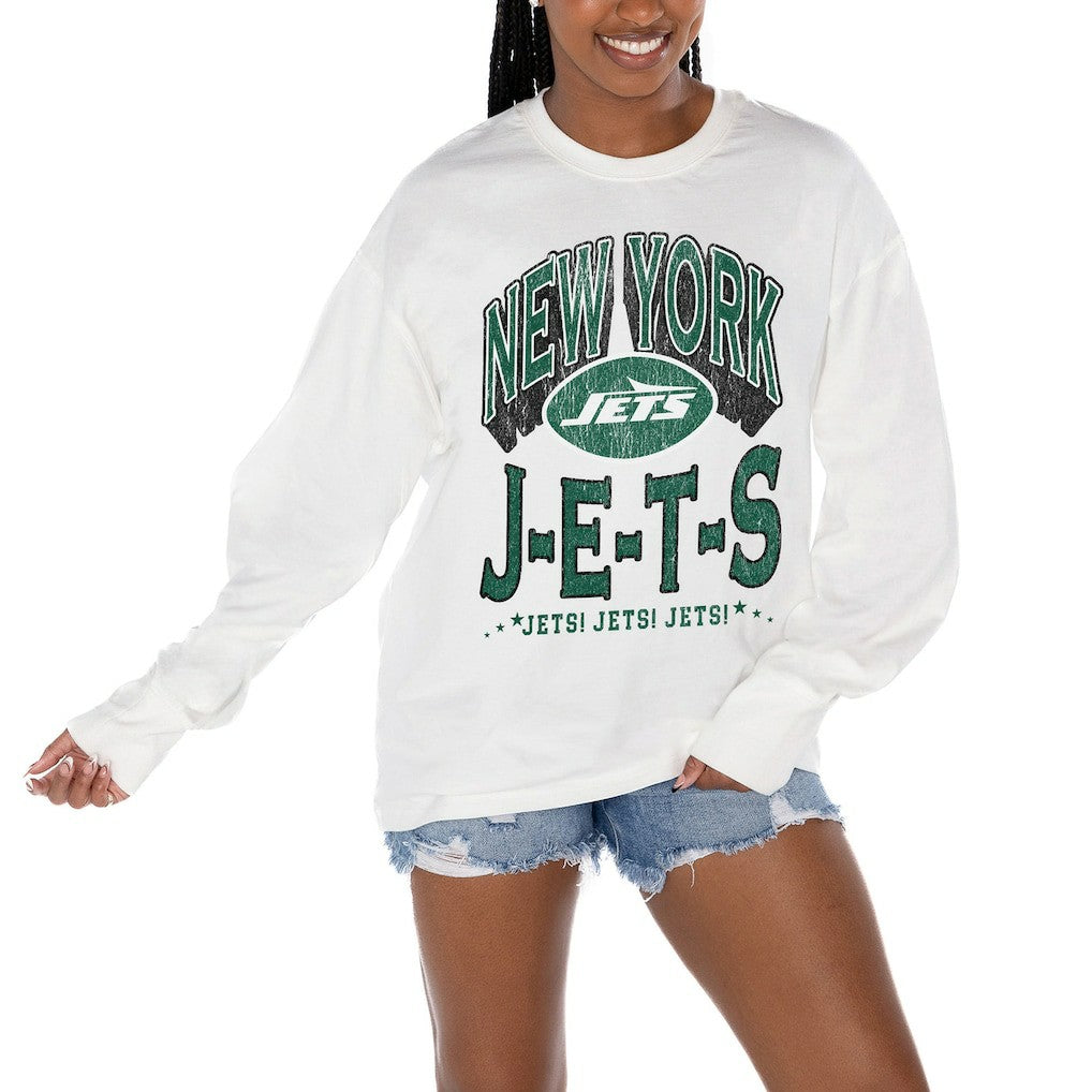 New York Jets Gameday Couture Women's Time Out Oversized Long Sleeve T-Shirt | NFL New