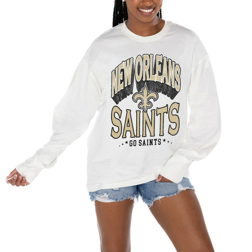 New Orleans Saints Gameday Couture Women's Time Out Oversized Long Sleeve T-Shirt | NFL New