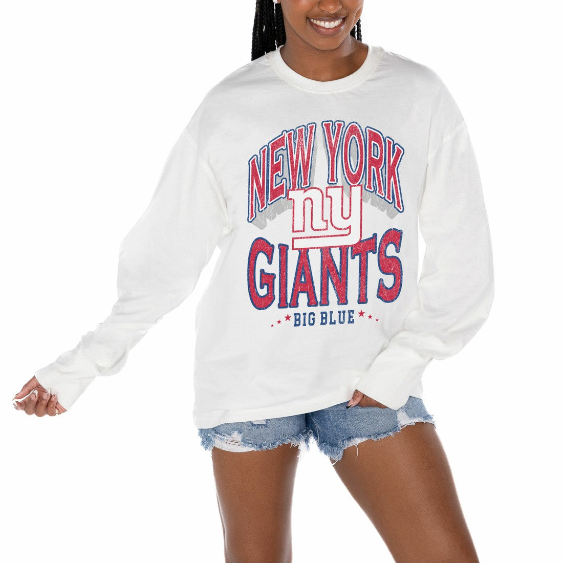 New York Giants Gameday Couture Women's Time Out Oversized Long Sleeve T-Shirt | NFL Discount