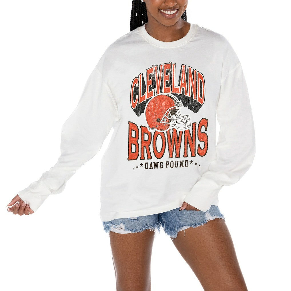 Cleveland Browns Gameday Couture Women's Time Out Oversized Long Sleeve T-Shirt | NFL Online