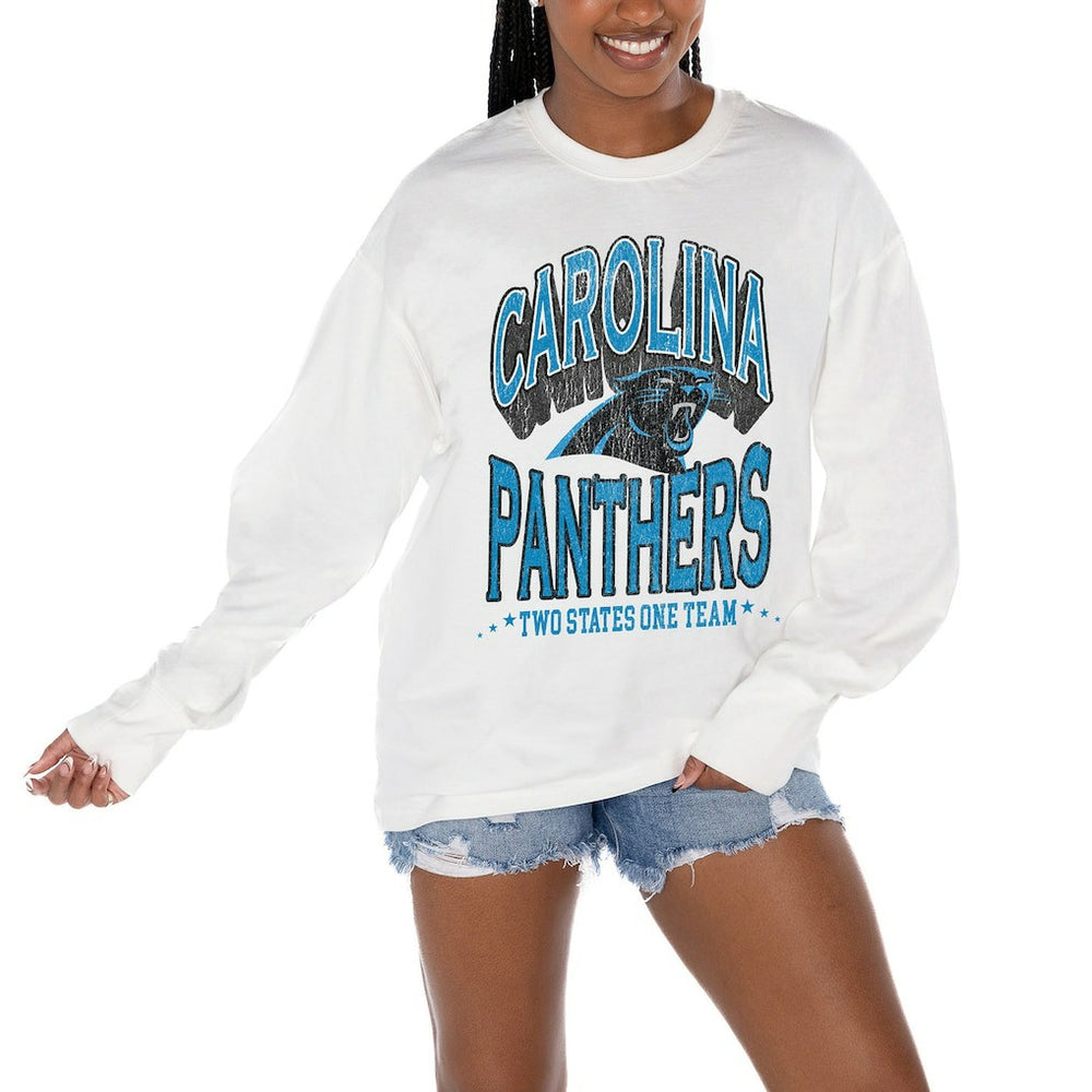 Carolina Panthers Gameday Couture Women's Time Out Oversized Long Sleeve T-Shirt | NFL New