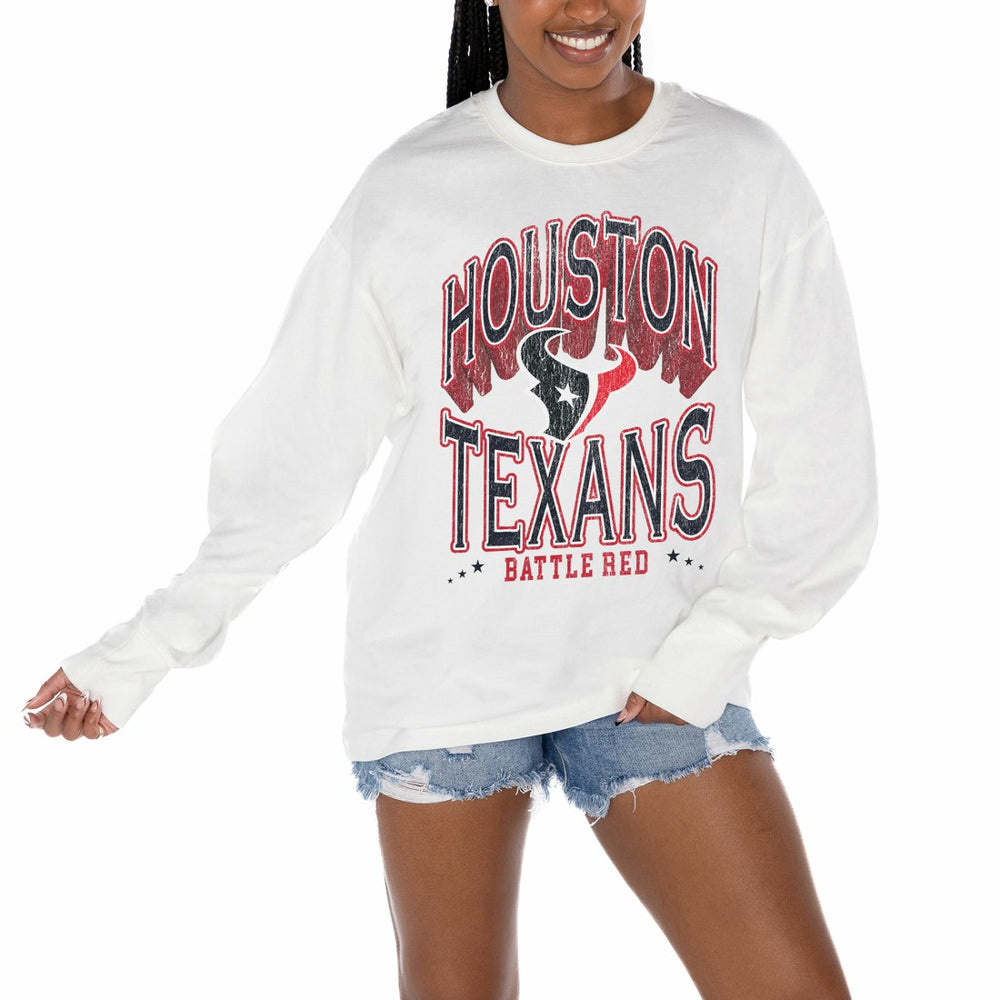 Houston Texans Gameday Couture Women's Time Out Oversized Long Sleeve T-Shirt | NFL Outlet