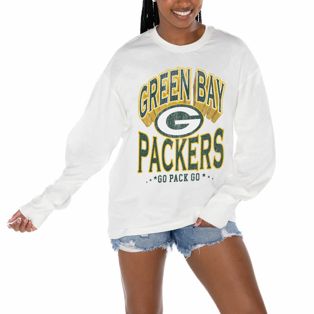 Green Bay Packers Gameday Couture Women's Time Out Oversized Long Sleeve T-Shirt | NFL Outlet