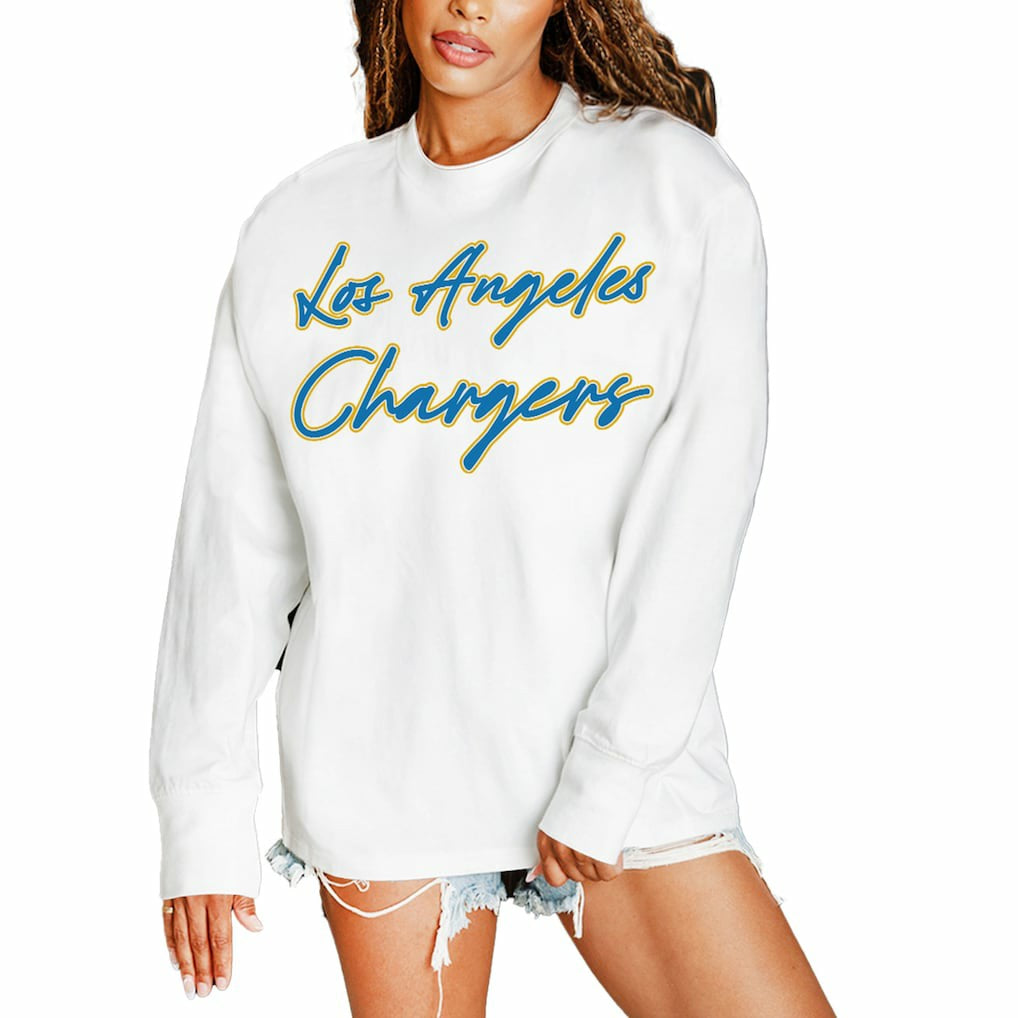 Los Angeles Chargers Gameday Couture Women's Classic Comeback Oversized Long Sleeve T-Shirt | NFL New