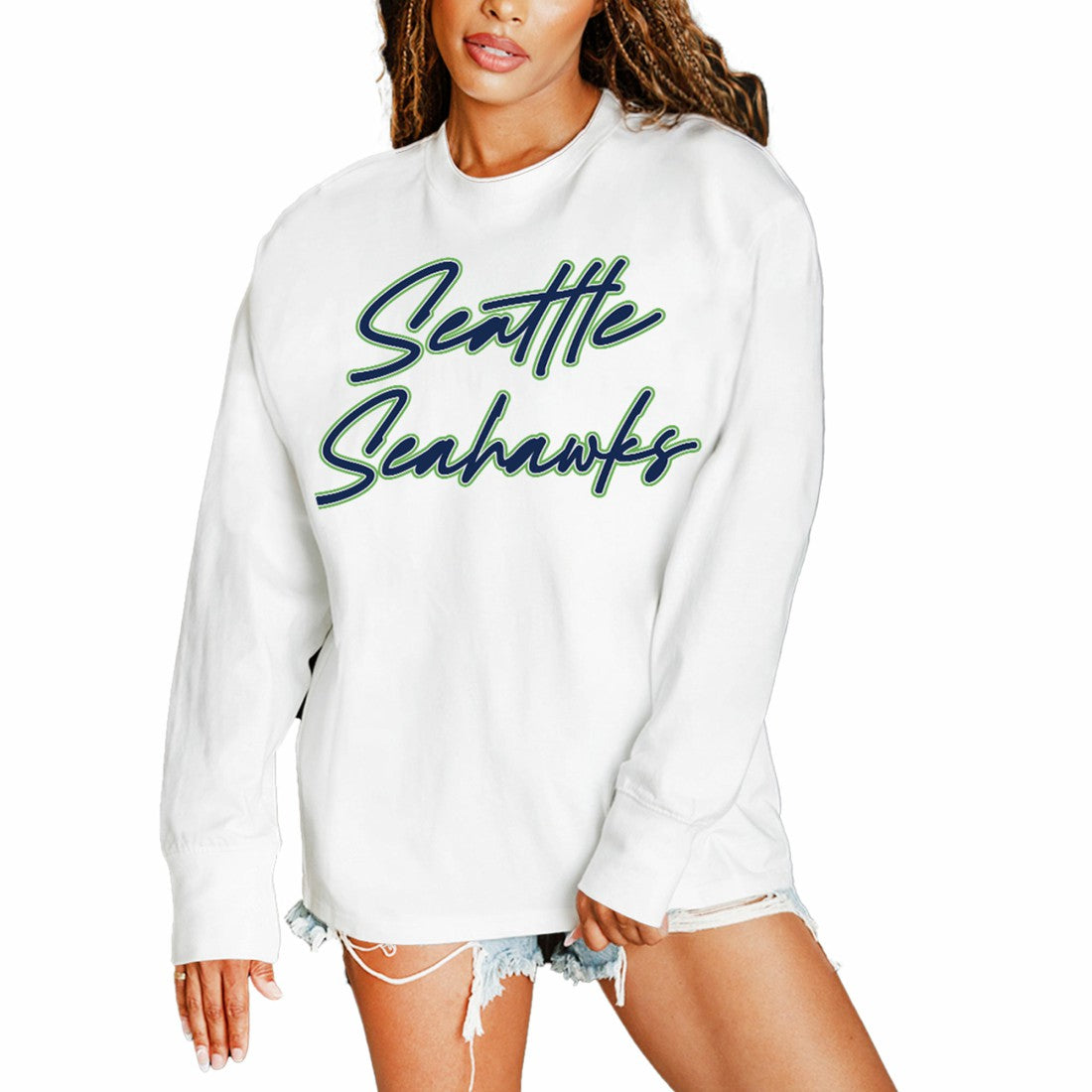Seattle Seahawks Gameday Couture Women's Classic Comeback Oversized Long Sleeve T-Shirt | NFL On sale