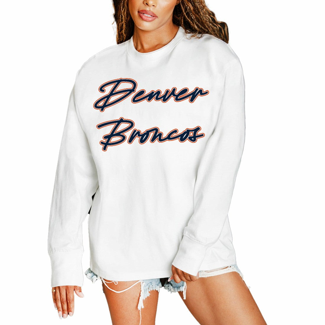 Denver Broncos Gameday Couture Women's Classic Comeback Oversized Long Sleeve T-Shirt | NFL On sale