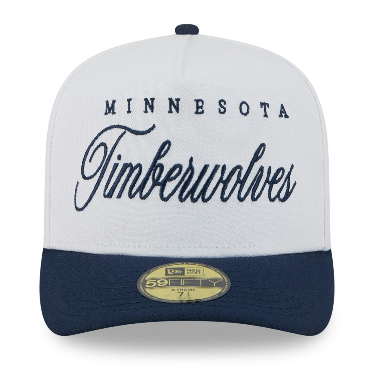 White/Navy Minnesota Timberwolves 2025 NBA Draft A-Frame 59FIFTY Fitted Hat | NBA