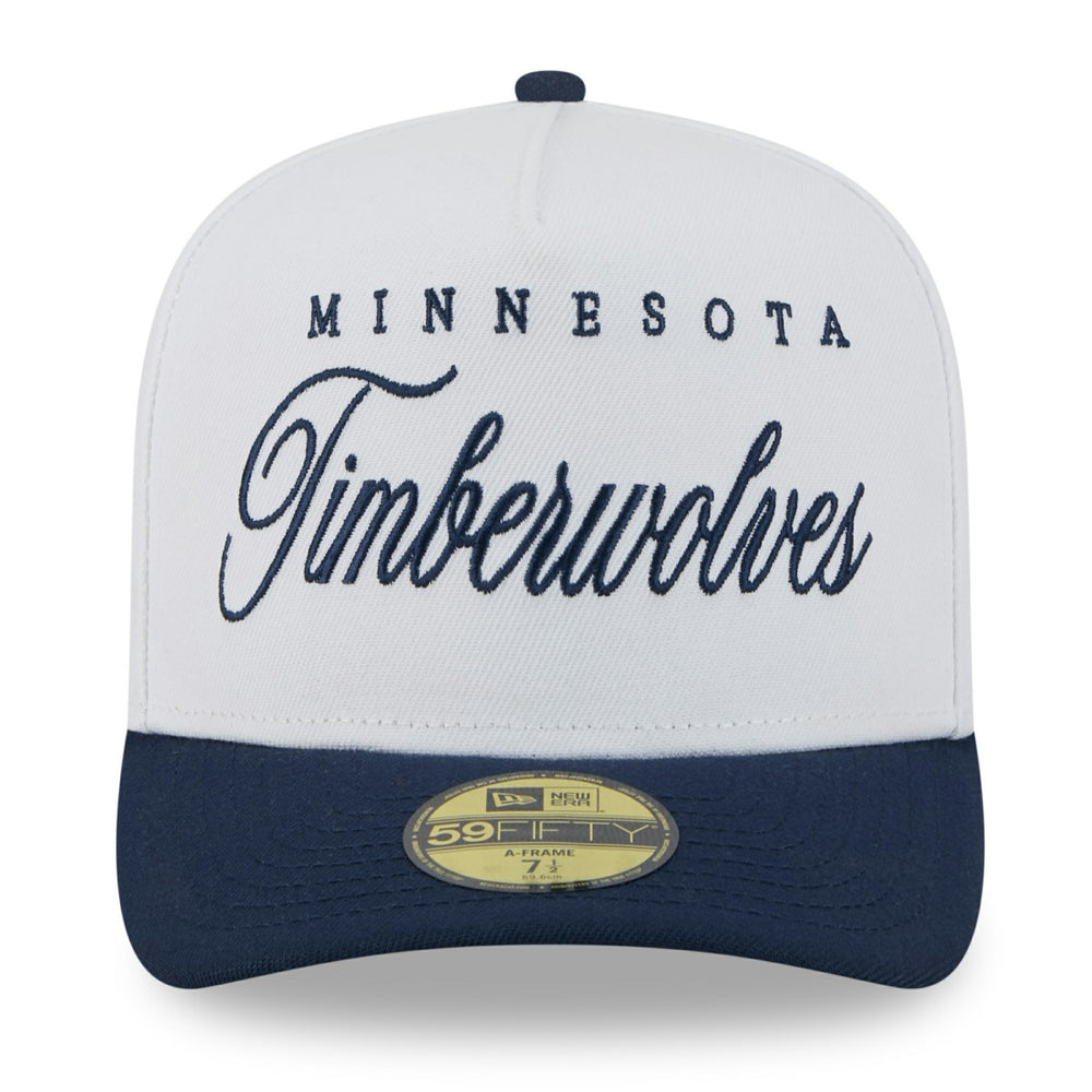 White/Navy Minnesota Timberwolves 2025 NBA Draft A-Frame 59FIFTY Fitted Hat | NBA