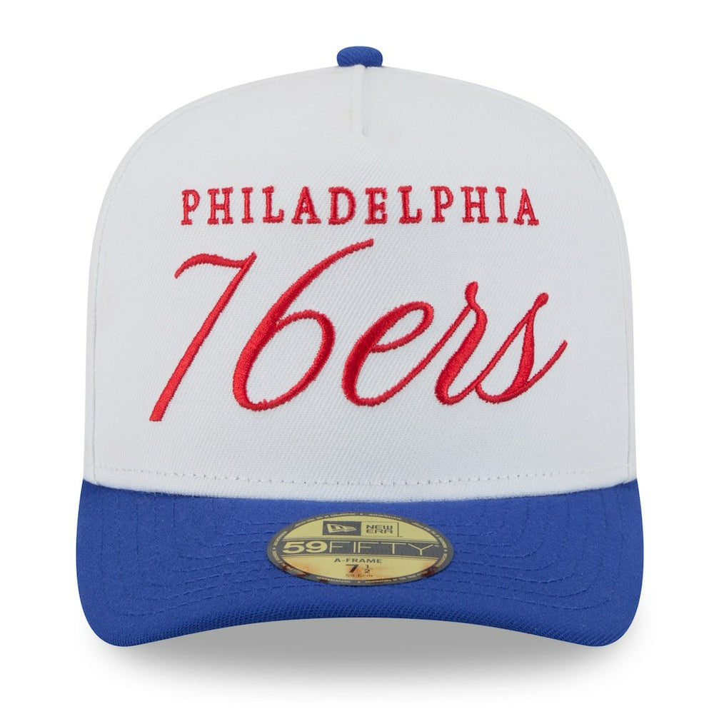 White/Royal Philadelphia 76ers 2025 NBA Draft A-Frame 59FIFTY Fitted Hat | NBA