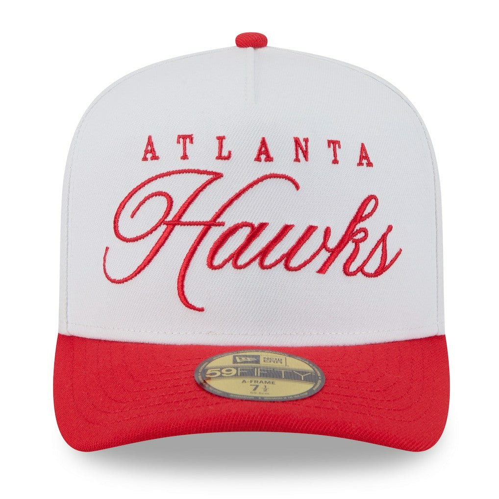 White/Red Atlanta Hawks 2025 NBA Draft A-Frame 59FIFTY Fitted Hat | NBA
