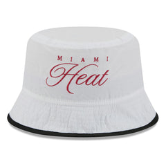 White/Black Miami Heat 2025 NBA Draft Nylon Bucket Hat | NBA