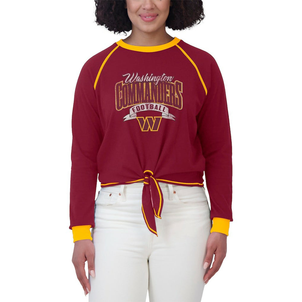 Washington Commanders WEAR by Erin Andrews Women's Plus Size Tie-Front Long Sleeve Top | NFL Hot