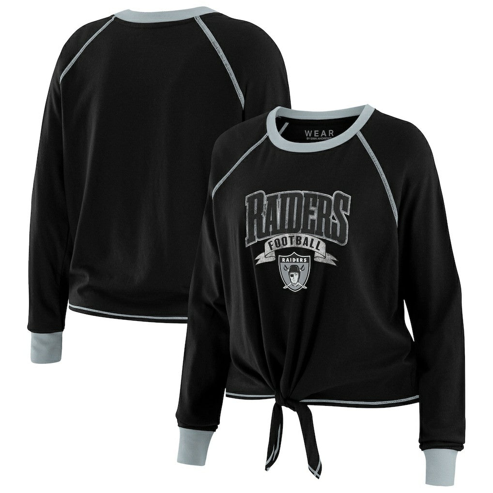Las Vegas Raiders WEAR by Erin Andrews Women's Plus Size Tie-Front Long Sleeve Top | NFL Near me