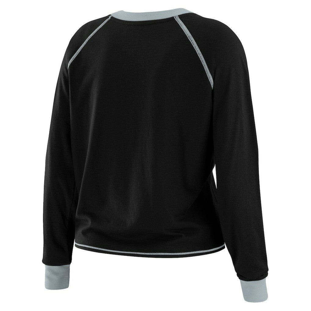 Las Vegas Raiders WEAR by Erin Andrews Women's Plus Size Tie-Front Long Sleeve Top | NFL Near me