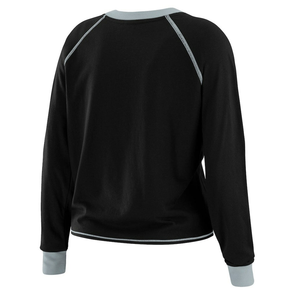Las Vegas Raiders WEAR by Erin Andrews Women's Plus Size Tie-Front Long Sleeve Top | NFL Near me