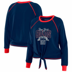 New York Giants WEAR by Erin Andrews Women's Plus Size Tie-Front Long Sleeve Top | NFL Online