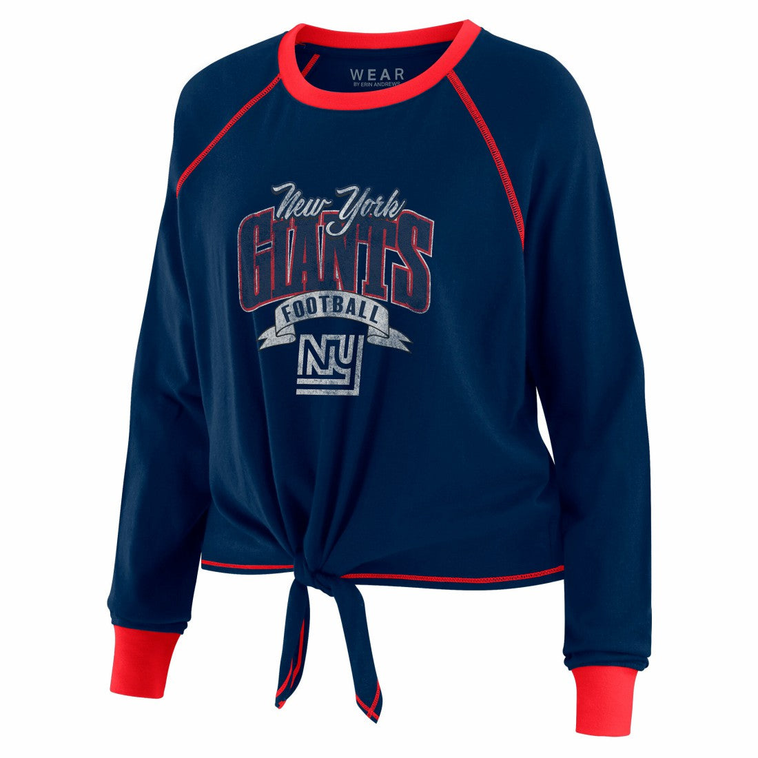 New York Giants WEAR by Erin Andrews Women's Plus Size Tie-Front Long Sleeve Top | NFL Online
