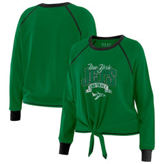 New York Jets WEAR by Erin Andrews Women's Plus Size Tie-Front Long Sleeve Top | NFL US