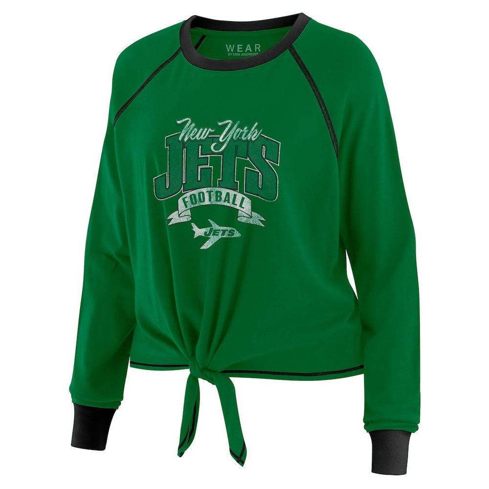 New York Jets WEAR by Erin Andrews Women's Plus Size Tie-Front Long Sleeve Top | NFL US