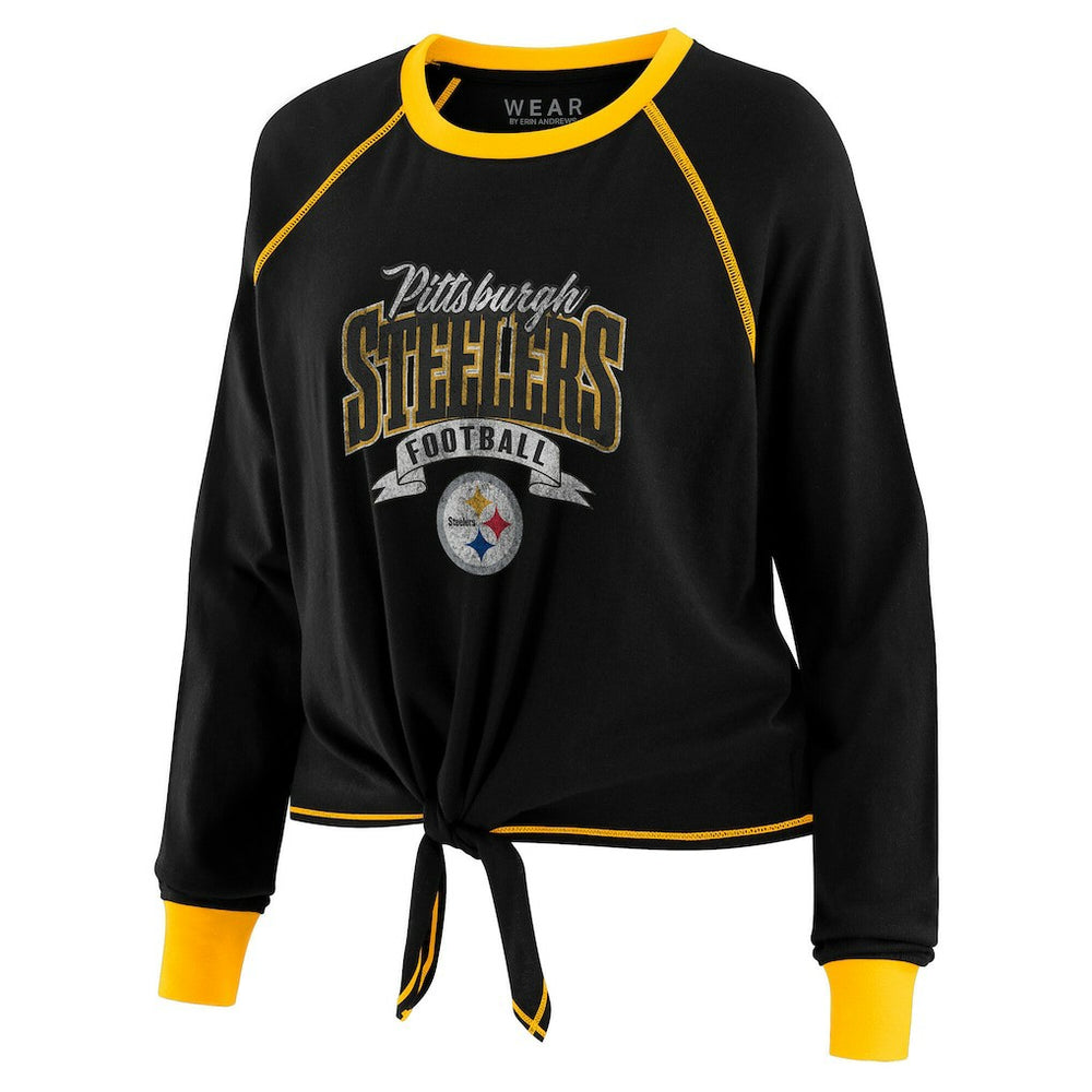 Pittsburgh Steelers WEAR by Erin Andrews Women's Plus Size Tie-Front Long Sleeve Top | NFL Near me