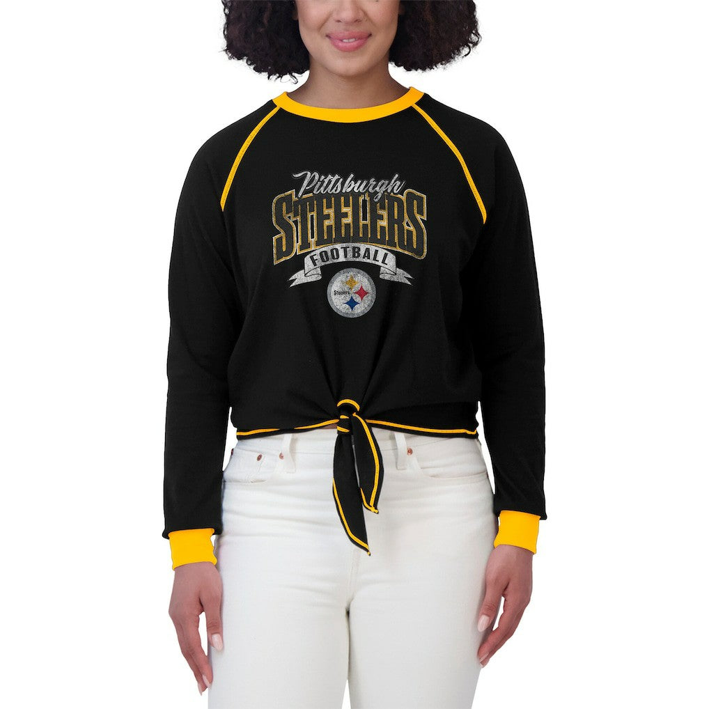 Pittsburgh Steelers WEAR by Erin Andrews Women's Plus Size Tie-Front Long Sleeve Top | NFL Near me