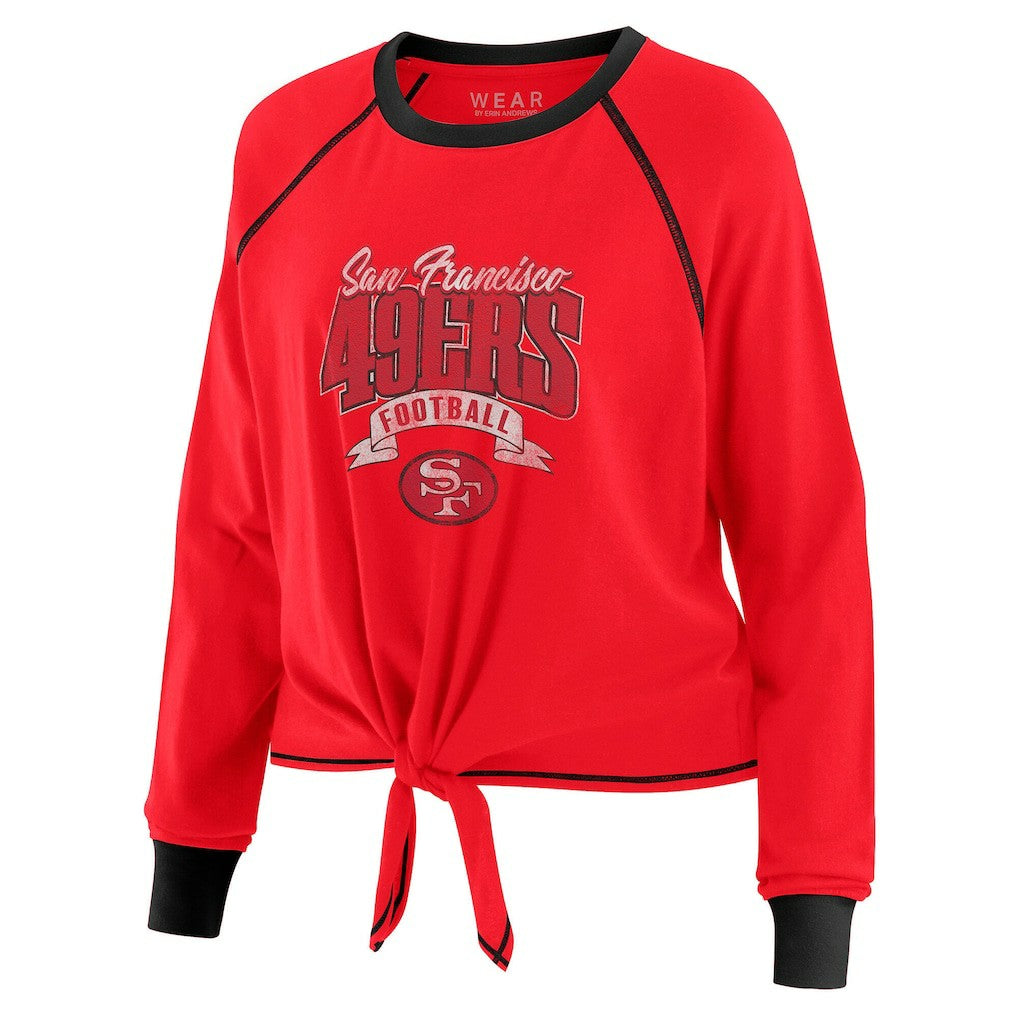 San Francisco 49ers WEAR by Erin Andrews Women's Plus Size Tie-Front Long Sleeve Top | NFL US