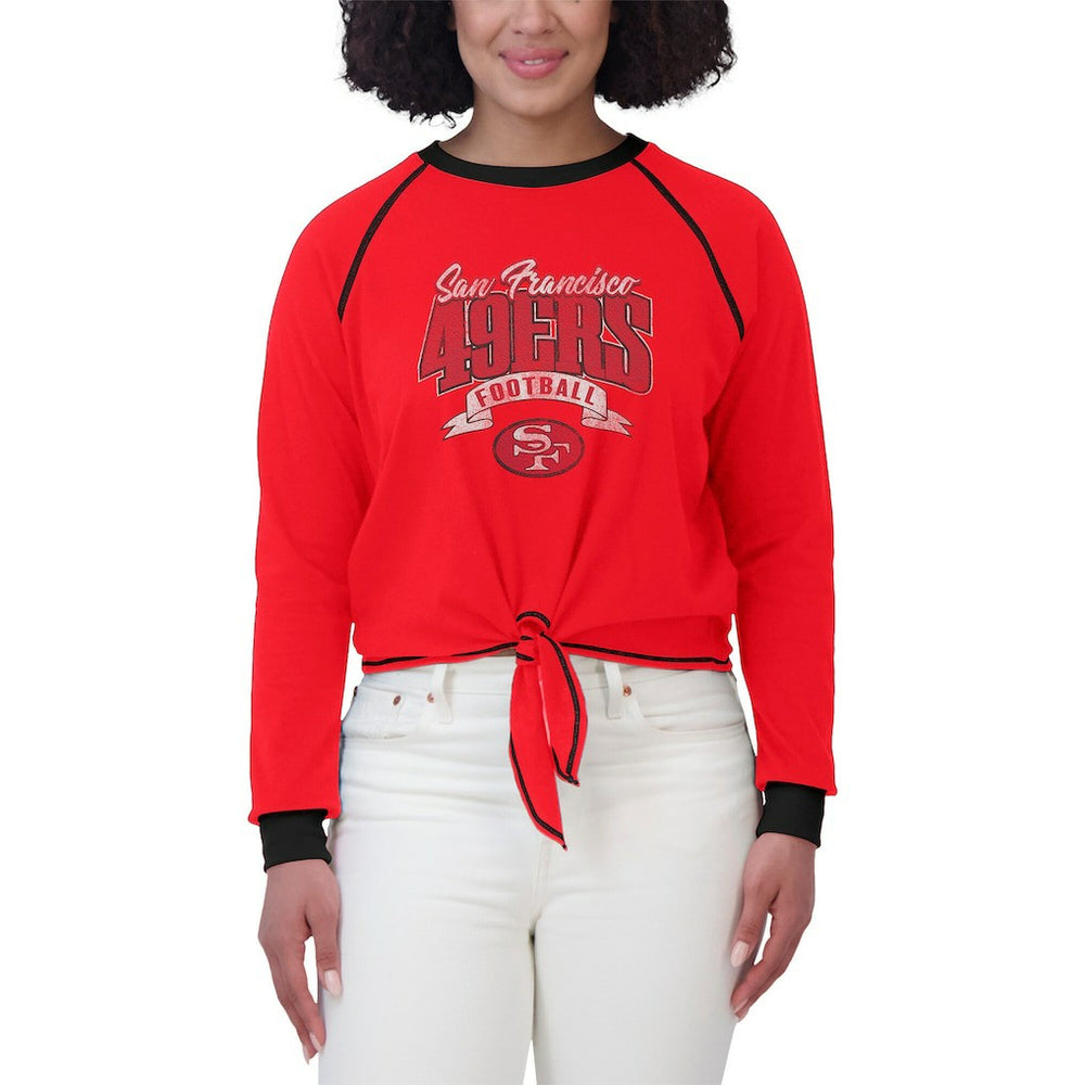 San Francisco 49ers WEAR by Erin Andrews Women's Plus Size Tie-Front Long Sleeve Top | NFL US