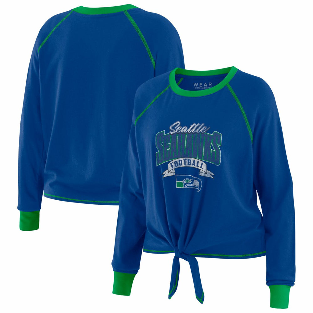 Seattle Seahawks WEAR by Erin Andrews Women's Plus Size Tie-Front Long Sleeve Top | NFL Outlet