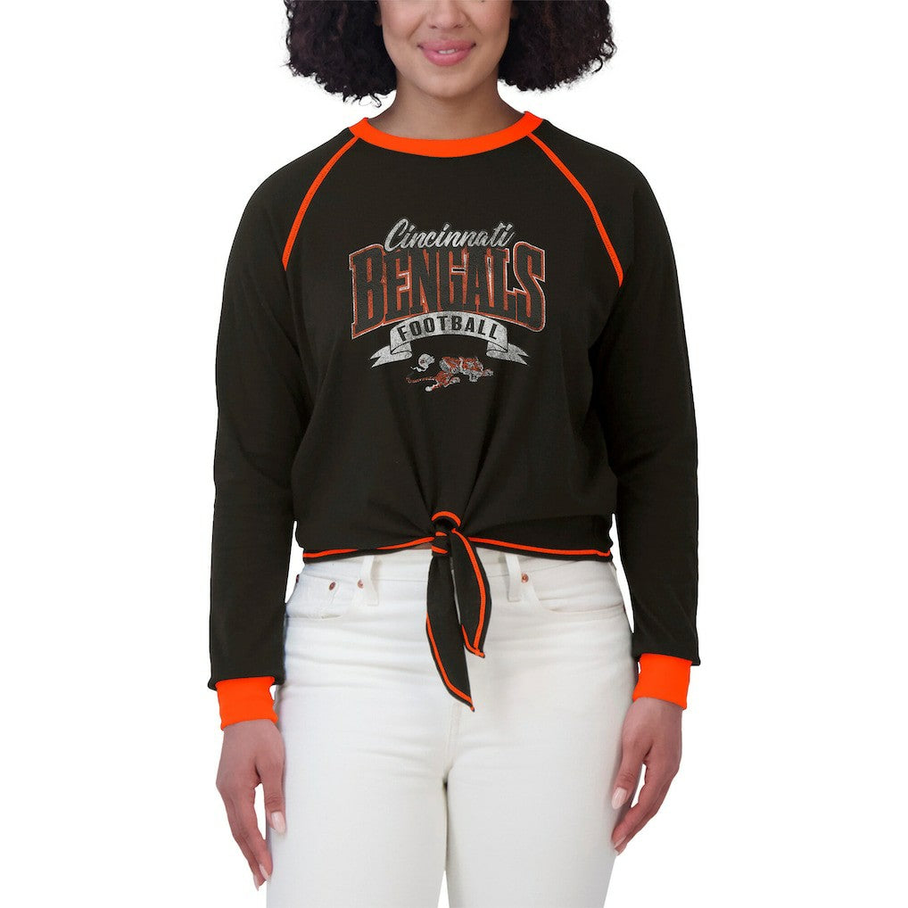 Cincinnati Bengals WEAR by Erin Andrews Women's Plus Size Tie-Front Long Sleeve Top | NFL US