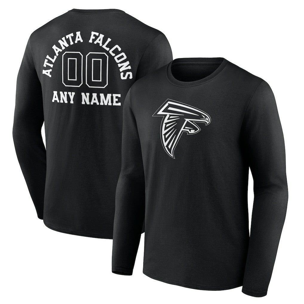 Atlanta Falcons Personalized Name & Number Monochrome Long Sleeve T-Shirt | NFL Sale