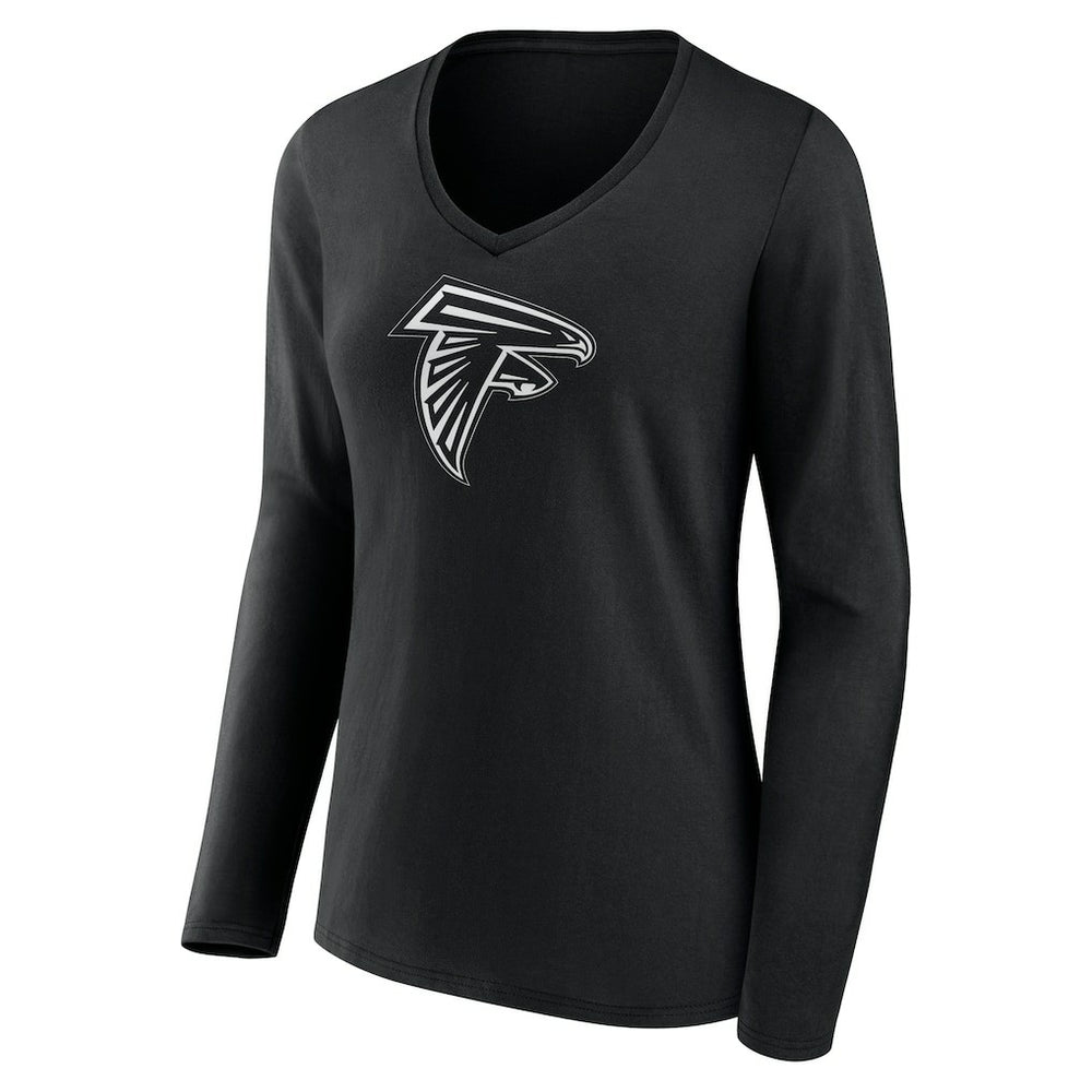 Atlanta Falcons Women's Personalized Name & Number Monochrome Long Sleeve V-Neck T-Shirt | NFL Online