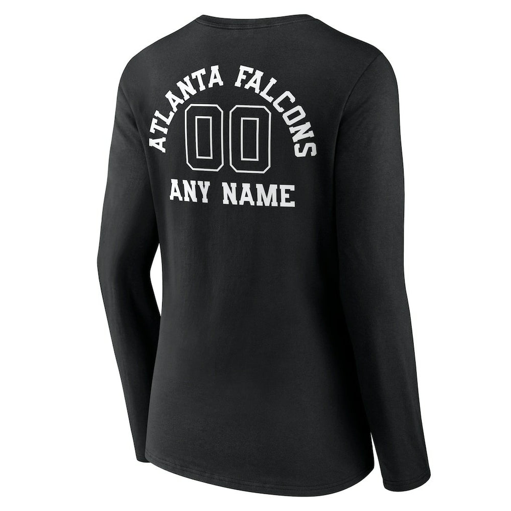 Atlanta Falcons Women's Personalized Name & Number Monochrome Long Sleeve V-Neck T-Shirt | NFL Online
