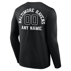 Baltimore Ravens Personalized Name & Number Monochrome Long Sleeve T-Shirt | NFL Outlet