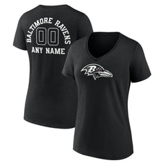 Baltimore Ravens Women's Personalized Name & Number Monochrome V-Neck T-Shirt | NFL Sale