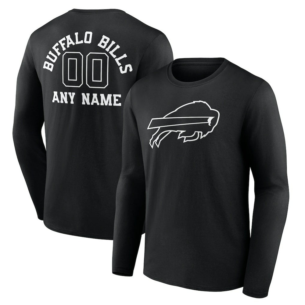 Buffalo Bills Personalized Name & Number Monochrome Long Sleeve T-Shirt | NFL Sale