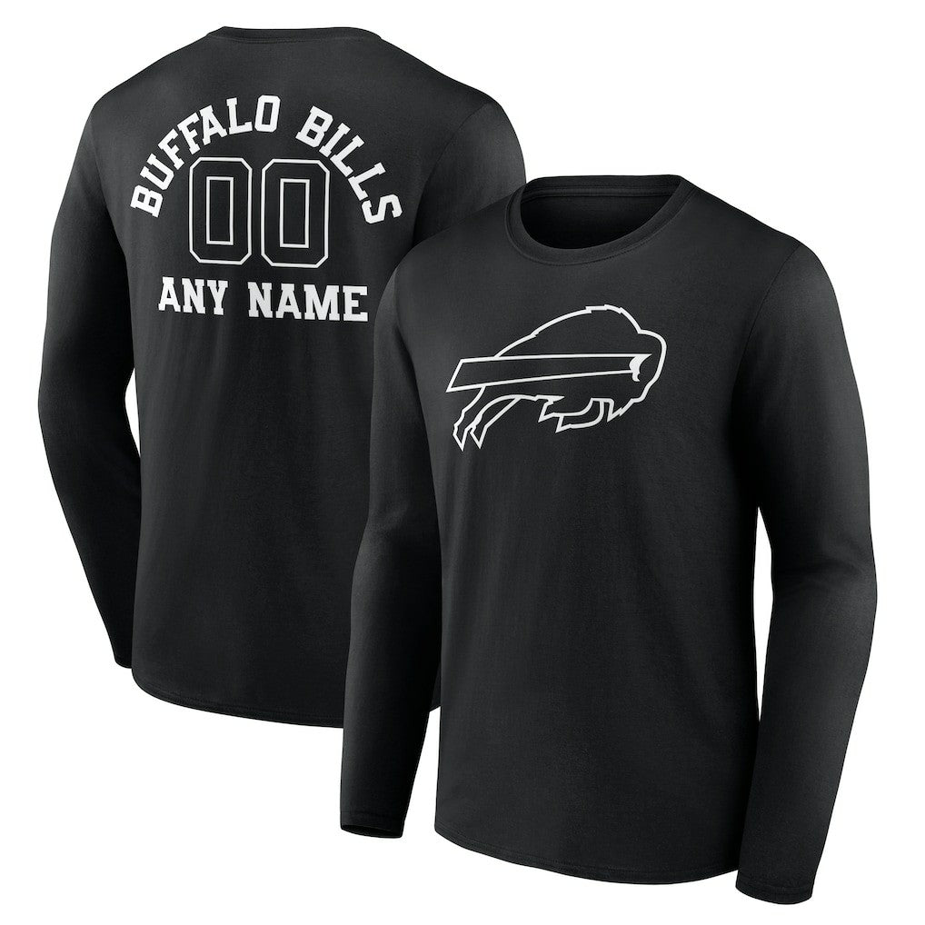 Buffalo Bills Personalized Name & Number Monochrome Long Sleeve T-Shirt | NFL Sale