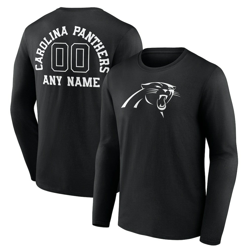 Carolina Panthers Personalized Name & Number Monochrome Long Sleeve T-Shirt | NFL New
