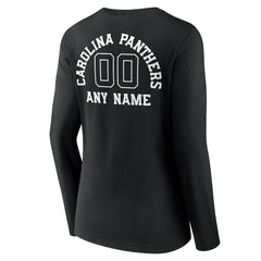 Carolina Panthers Women's Personalized Name & Number Monochrome Long Sleeve V-Neck T-Shirt | NFL Sale